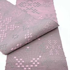 画像5: OLNさんの半幅帯　en coton「雪花」grayish pink (5)