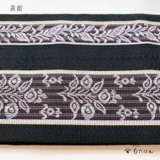 画像2: 小野さんの博多織半幅帯【四季の華】黒×白 (2)