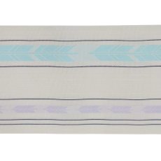 画像4: 井上絹織さんの網戸帯　白×水色と薄紫の矢羽文様（かがり仕立付き） (4)