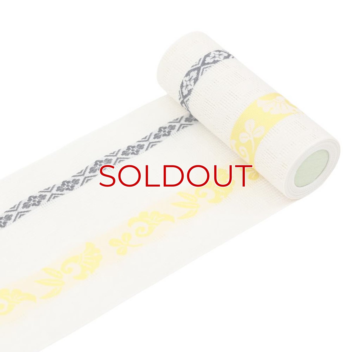 画像2: 井上絹織さんの網戸帯　白市松地模様×黄色吉祥柄（かがり仕立付き） (2)