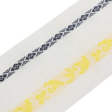 画像1: 井上絹織さんの網戸帯　白市松地模様×黄色吉祥柄（かがり仕立付き） (1)