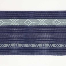 画像4: 井上絹織さんの網戸帯　紺×水色の琉球文様（かがり仕立付き） (4)