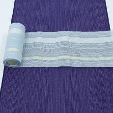 画像5: 井上絹織 紗四寸単帯｜網戸帯「琉球」薄水色（かがり仕立付き） (5)