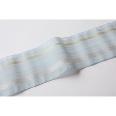 画像3: 井上絹織 紗四寸単帯｜網戸帯「献上」薄水色（かがり仕立付き） (3)