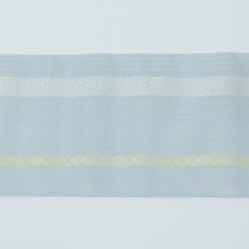画像4: 井上絹織 紗四寸単帯｜網戸帯「献上」薄水色（かがり仕立付き） (4)