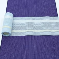 画像5: 井上絹織 紗四寸単帯｜網戸帯「献上」薄水色（かがり仕立付き） (5)