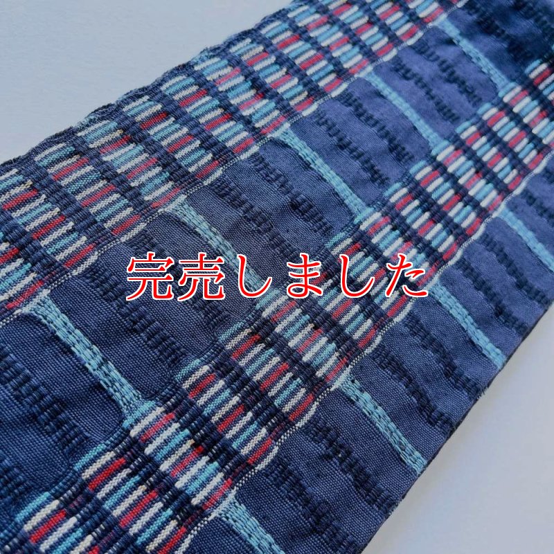 スワセンイさんの半幅帯【紬さがの】紺×ライトブルー | 普段着きものも