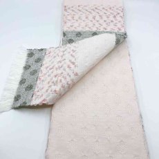 画像4: よねざわ織物半幅帯「つばらつばら」ドット・白×ピンクグレイ (4)