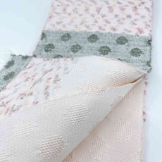 画像6: よねざわ織物半幅帯「つばらつばら」ドット・白×ピンクグレイ (6)