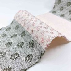 画像8: よねざわ織物半幅帯「つばらつばら」ドット・白×ピンクグレイ (8)