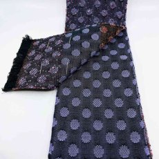 画像4: よねざわ織物半幅帯「つばらつばら」ドット・黒×紫 (4)
