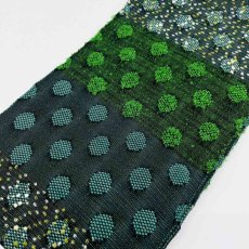 画像2: よねざわ織物半幅帯「つばらつばら」ドット・黒×緑 (2)