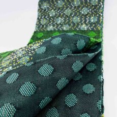 画像6: よねざわ織物半幅帯「つばらつばら」ドット・黒×緑 (6)