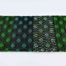 画像7: よねざわ織物半幅帯「つばらつばら」ドット・黒×緑 (7)