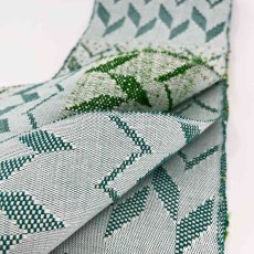 画像6: よねざわ織物半幅帯「つばらつばら」リーフ・白×緑 (6)
