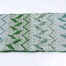 画像7: よねざわ織物半幅帯「つばらつばら」リーフ・白×緑 (7)