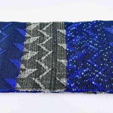 画像7: よねざわ織物半幅帯「つばらつばら」リーフ・黒×青 (7)