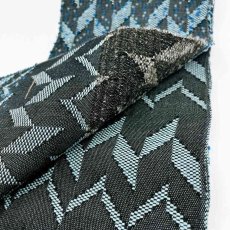 画像5: よねざわ織物半幅帯「つばらつばら」リーフ・黒×水色 (5)
