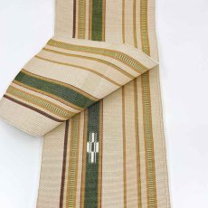 画像5: 八重山ミンサー　手織り半幅帯「キナリ×抹茶」 (5)