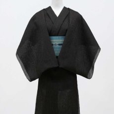 画像3: 小千谷縮 細縞「黒地×茶縞」麻100％｜単衣夏きもの (3)