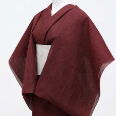 画像2: 小千谷縮 千鳥格子「蘇芳」麻100％｜単衣夏きもの (2)