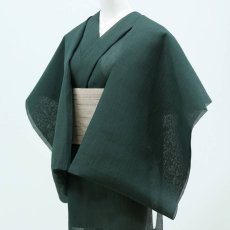 画像2: 小千谷縮 本麻 引き染無地「深碧」関松織物 (2)