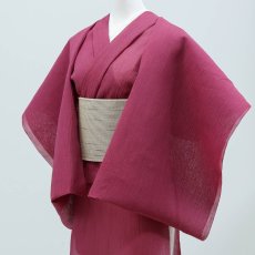 画像2: 小千谷縮 本麻 引き染無地「葡萄紫」関松織物 (2)