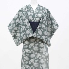 画像3: 小千谷縮×加賀染 本麻「宝亀」灰緑｜単衣夏きもの (3)