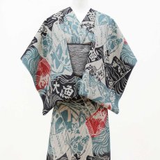 画像3: ルミロック 注染浴衣「ラッキードラゴン」綿100％刺子織 (3)