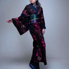 画像10: ルミロック 注染浴衣「エレキギター」ブルーピンク 綿100％ (10)