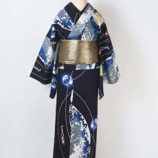 画像2: ルミロック 注染浴衣「アポロ計画」 綿麻 (2)