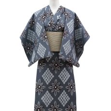 画像2: 丸久商店さんの乱絽浴衣｜東京注染｜綿100 % 「菱花絞り」 (2)