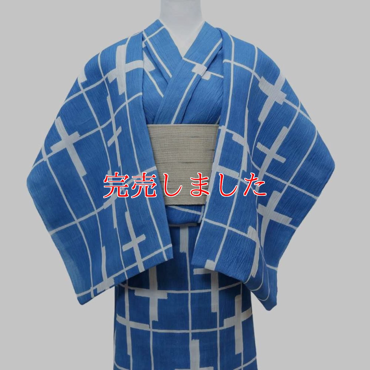 画像2: 丸久商店さんの綿麻浴衣｜東京注染 「十字格子」 (2)