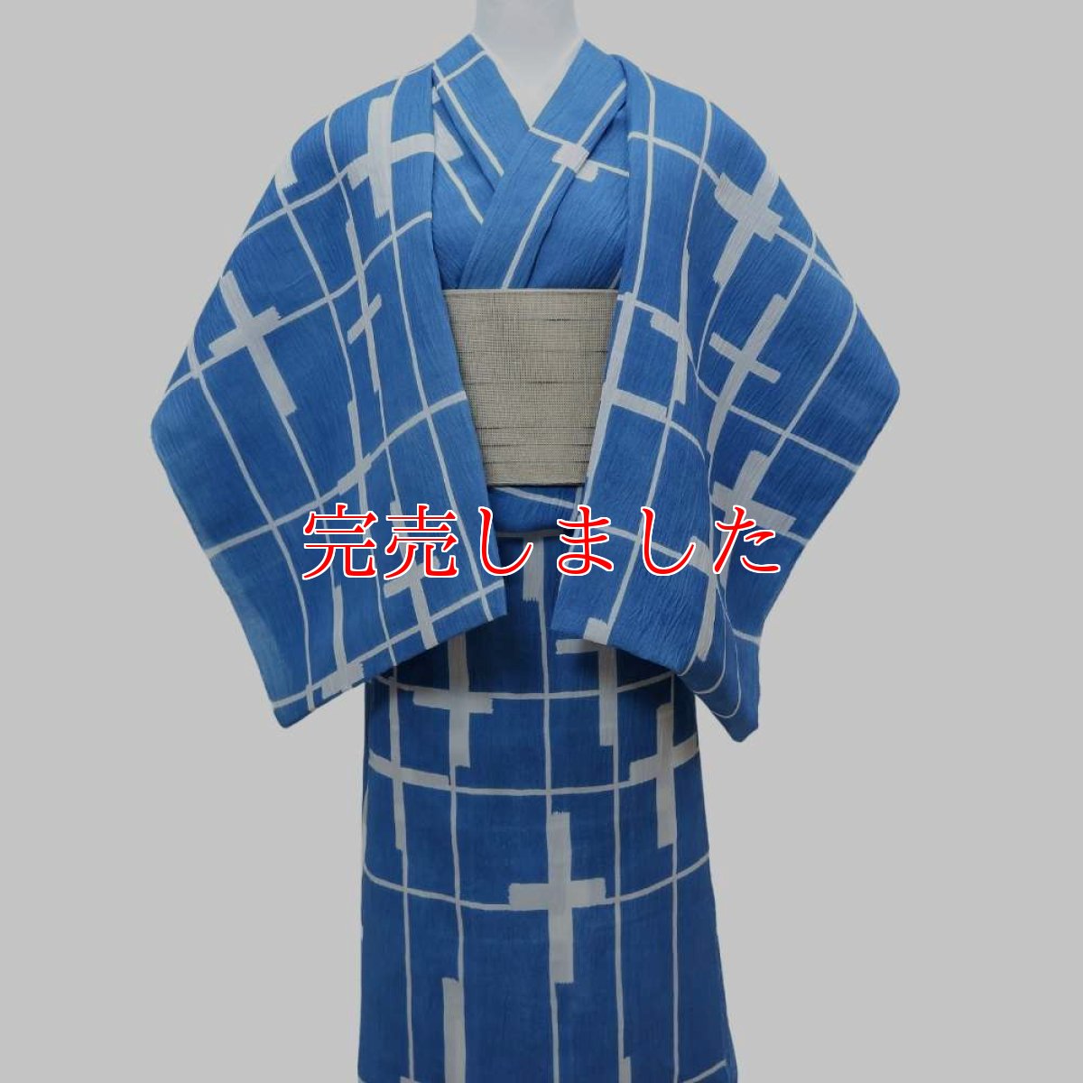 画像3: 丸久商店さんの綿麻浴衣｜東京注染 「十字格子」 (3)