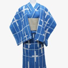 画像3: 丸久商店さんの綿麻着物・浴衣｜東京注染 「十字格子」 (3)