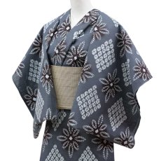 画像3: 丸久商店さんの乱絽浴衣｜東京注染｜綿100 % 「菱花絞り」 (3)