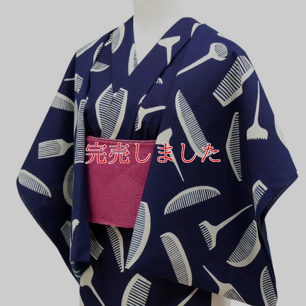 画像2: 丸久商店さんの浴衣｜東京注染 ｜綿100％「つげ櫛」 (2)