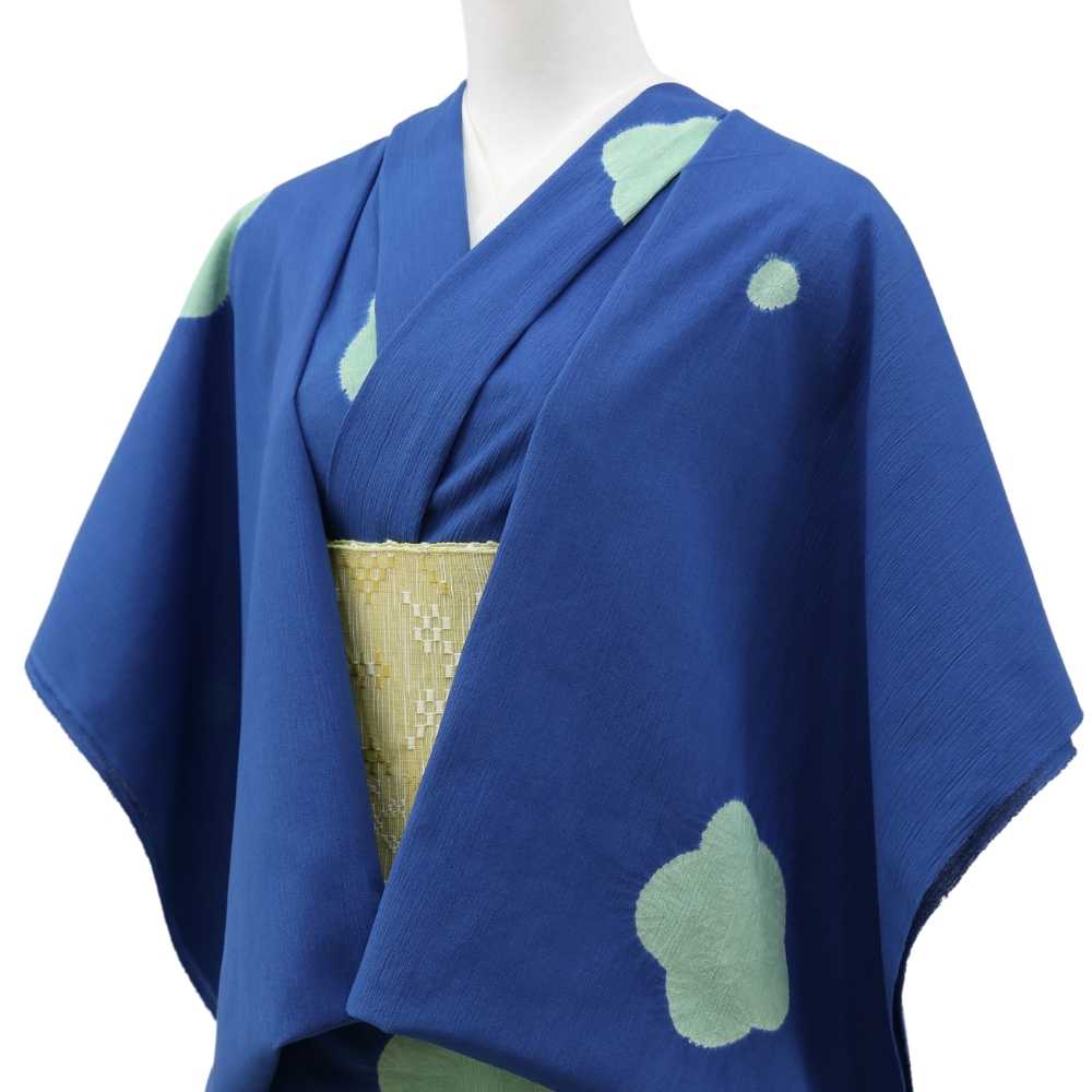 洗える木綿着物「青空に梅花」綿100％｜ひでや工房｜普段着きものもたはん