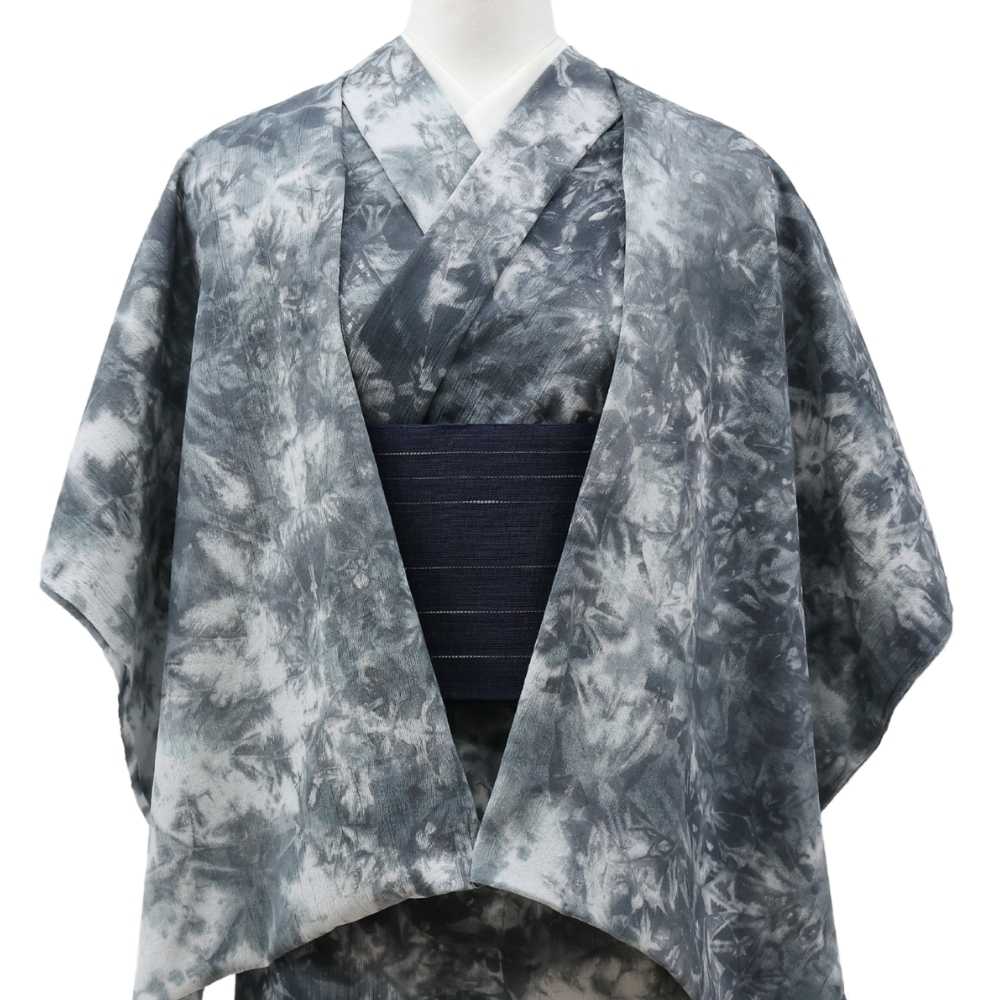洗える木綿着物　近江ちぢみ織「墨ムラ染め」綿100％｜ひでや工房｜普段着きものもたはん