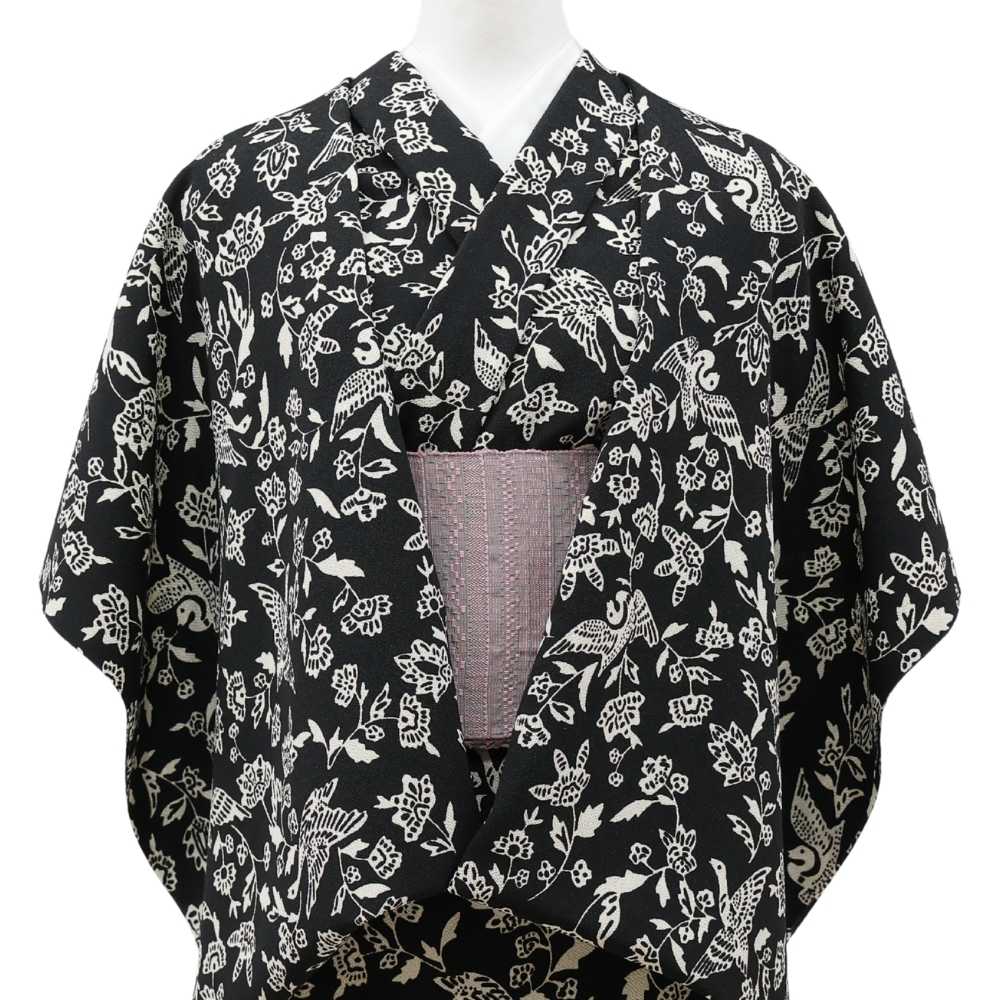 洗える着物　京丹後産ポリエステル縮緬「モノトーン更紗」ポリエステル100％｜ひでや工房｜普段着きものもたはん