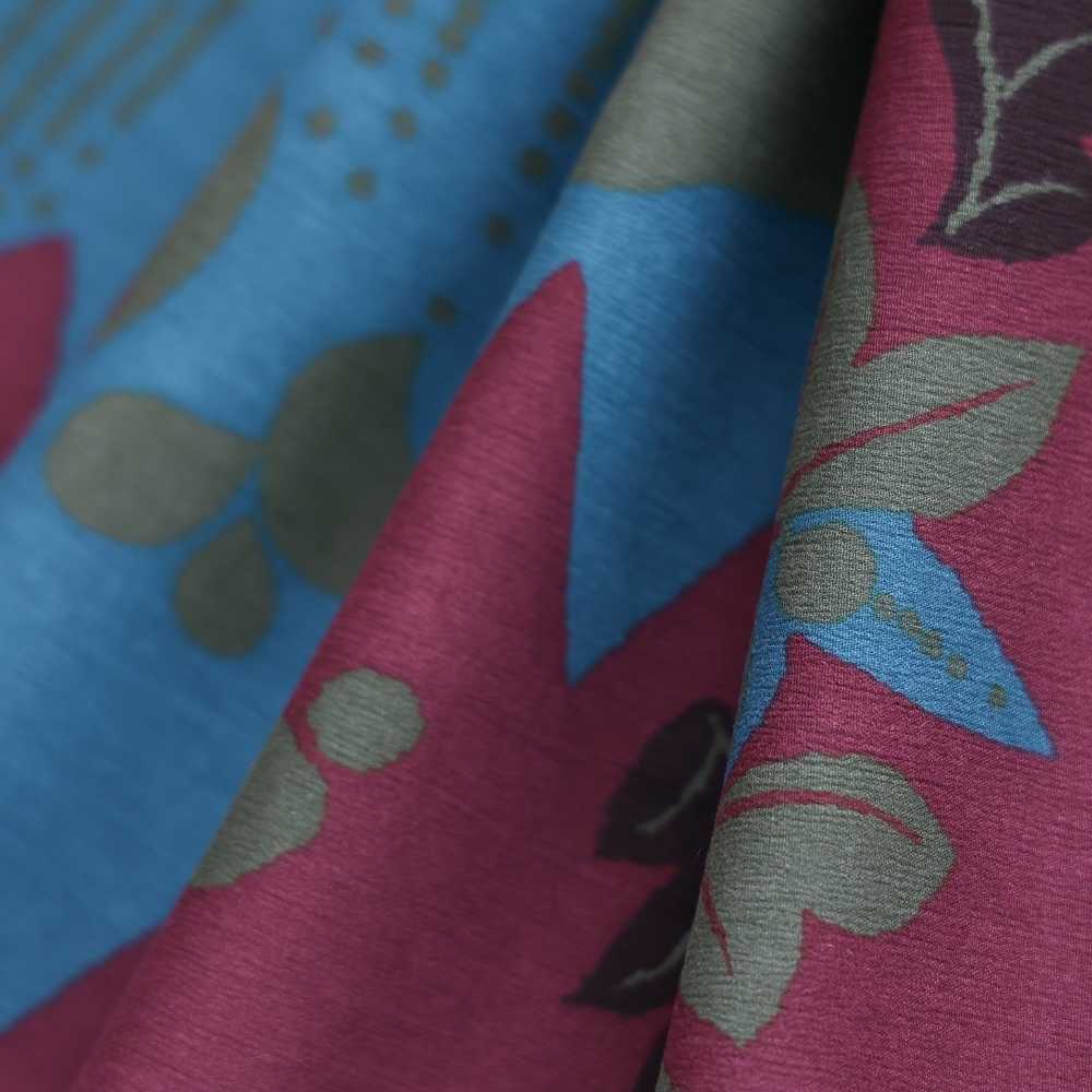 綿縮緬の洗える木綿着物『復刻辻ヶ花』青緑×葡萄。ひでや工房×もたはん