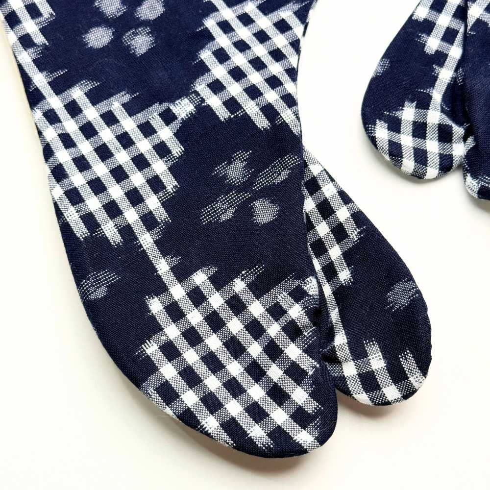 【久留米絣】野村織物《花菱格子》柄足袋｜普段着きものもたはん