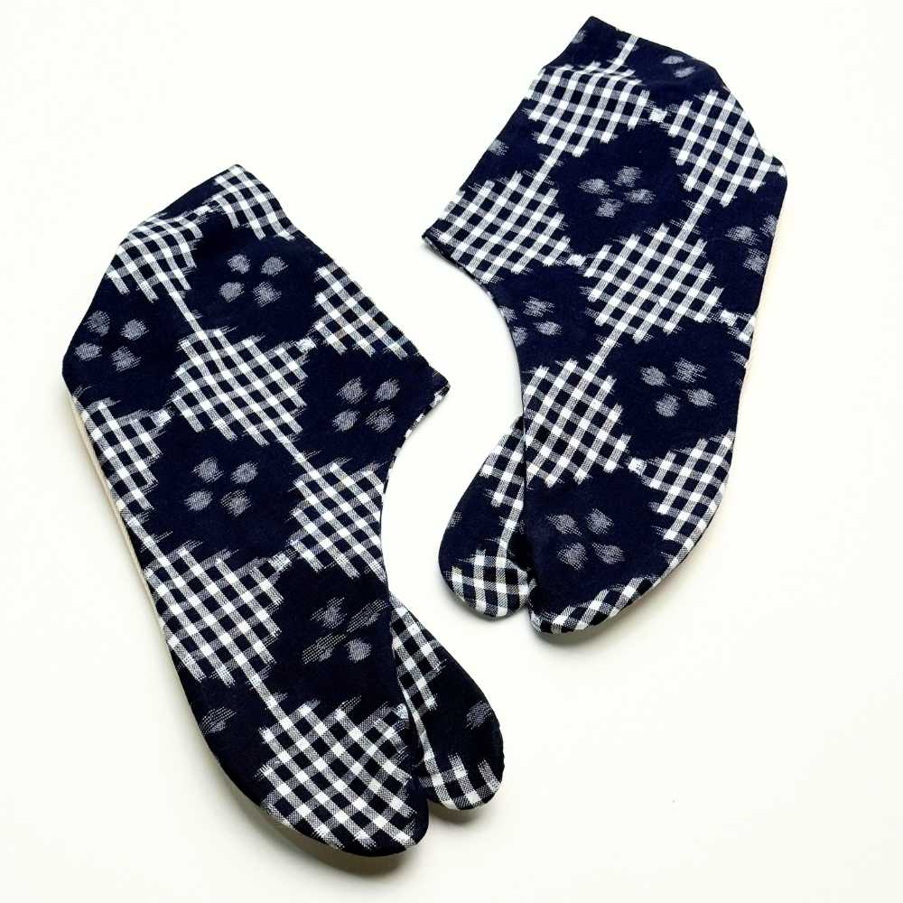 【久留米絣】野村織物《花菱格子》柄足袋｜普段着きものもたはん