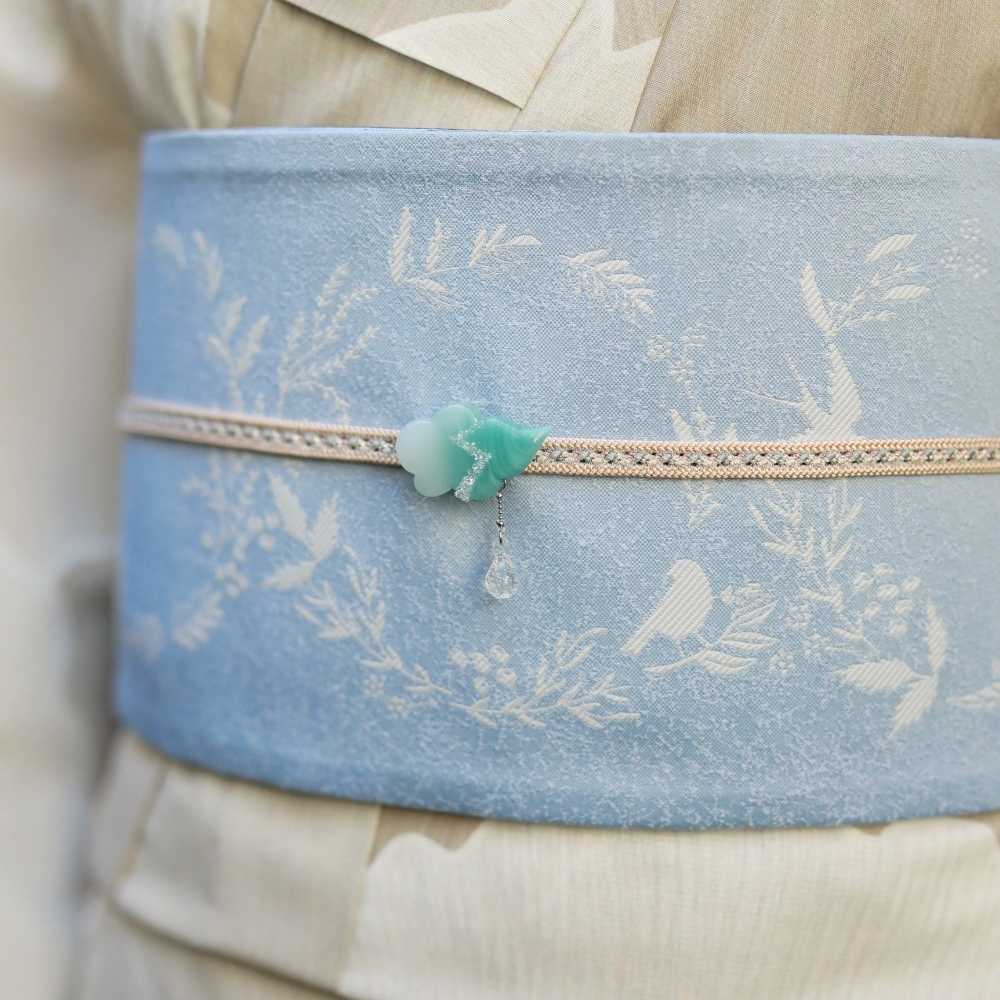 両面半幅帯｜リバーシブル帯｜緑｜花柄｜鳥柄｜普段着きものもたはん｜コレカラキモノ