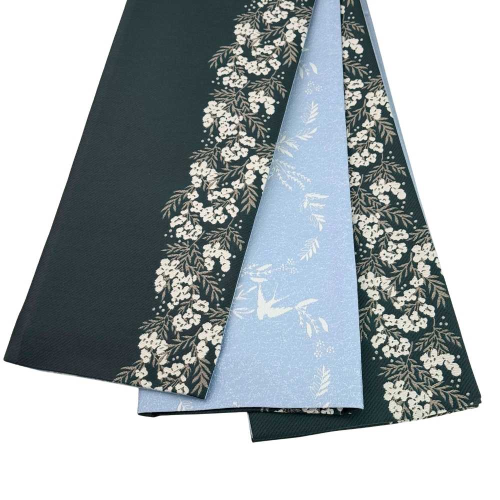 両面半幅帯｜リバーシブル帯｜緑｜花柄｜鳥柄｜普段着きものもたはん｜コレカラキモノ