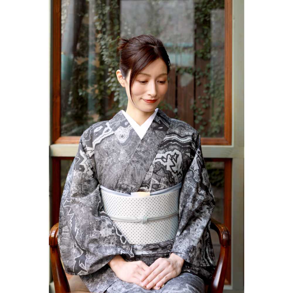 洗える綿麻着物|板締め絞り|コレカラキモノ企画室