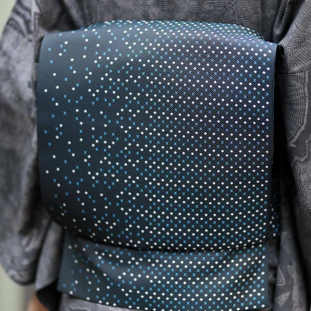 博多八寸帯「雨音」留紺|コレカラキモノ企画室|普段着きものもたはん